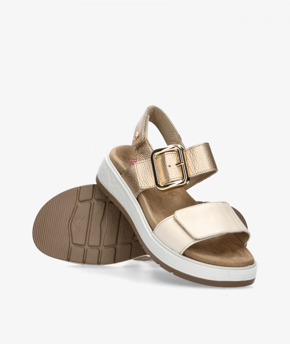 Sandalias Fluchos  F2166 en taupe metalizado