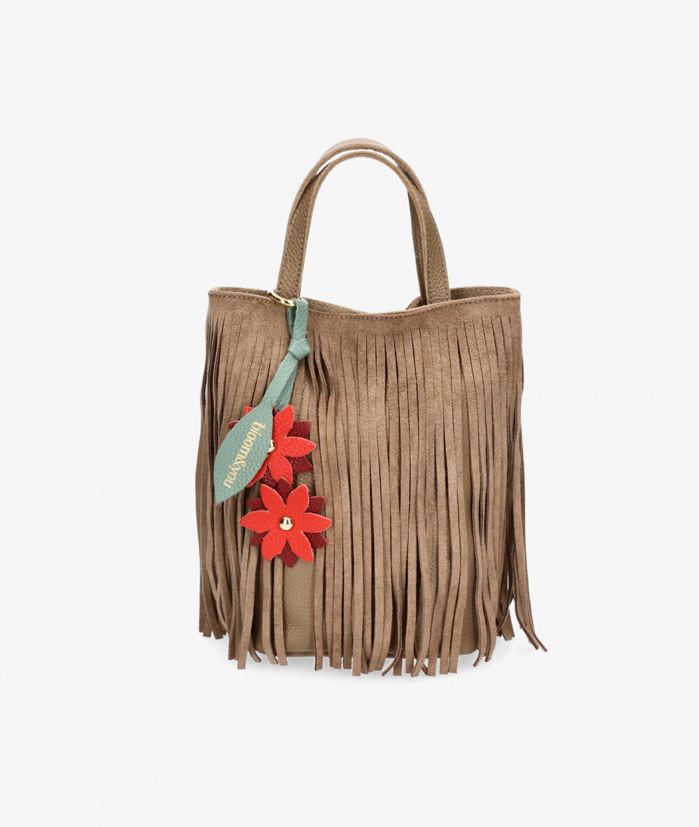 Bolso de piel bloom&you BLOOM FRINGES en topo