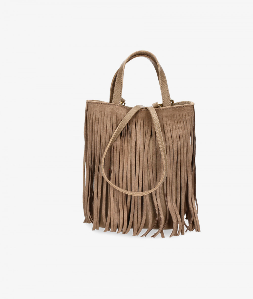 Bolso de piel bloom&you BLOOM FRINGES en topo
