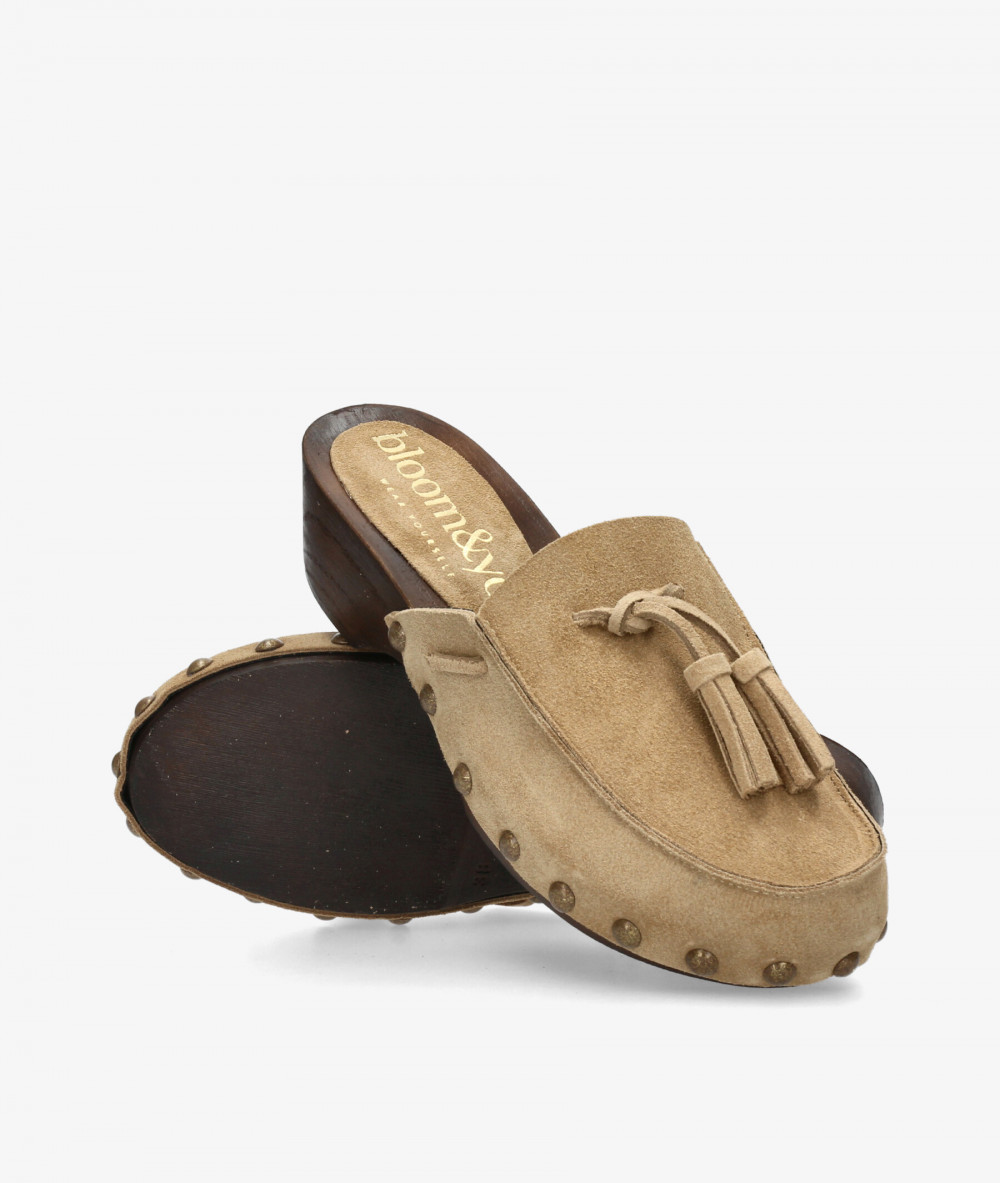 Zuecos bloom&you NINA en serraje taupe