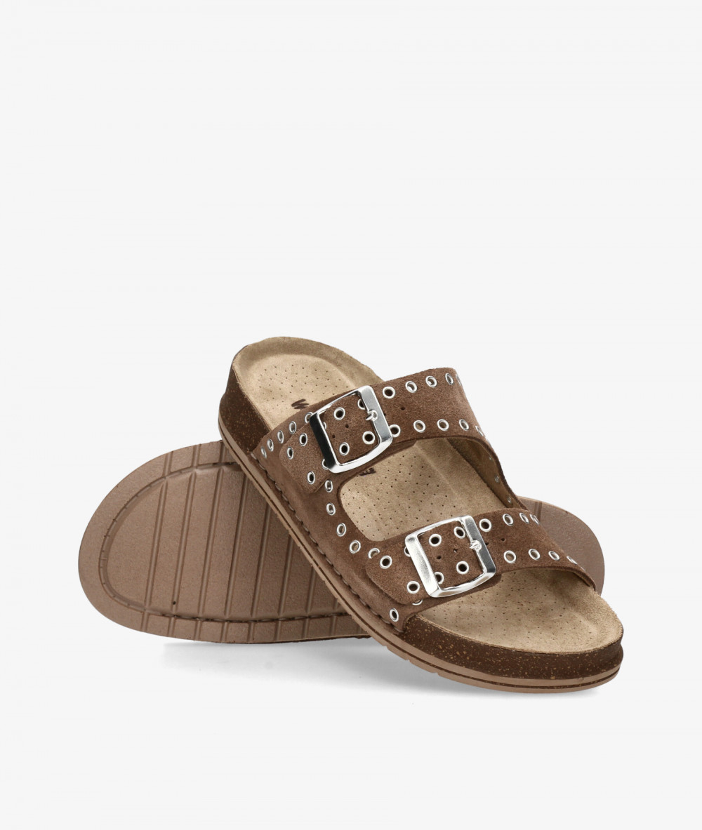 Walk & Fly Sandals  7447-47811 in taupe split suede