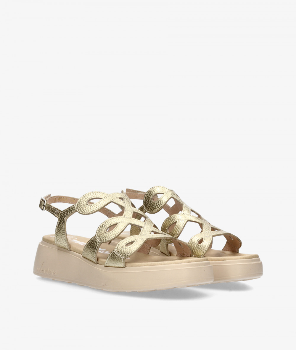 Sandalias Wonders  A-4503 en platino