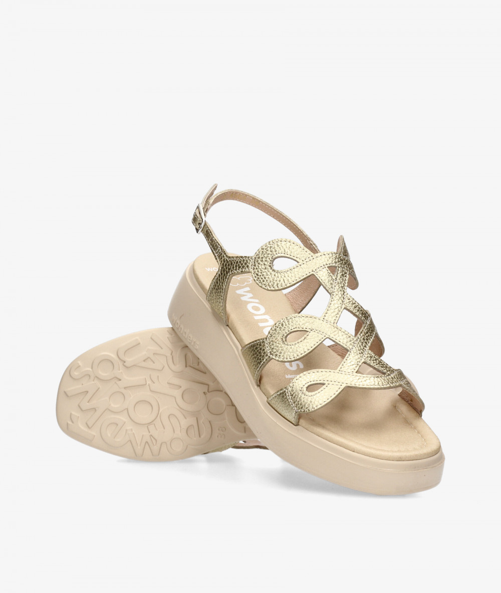 Sandalias Wonders  A-4503 en platino