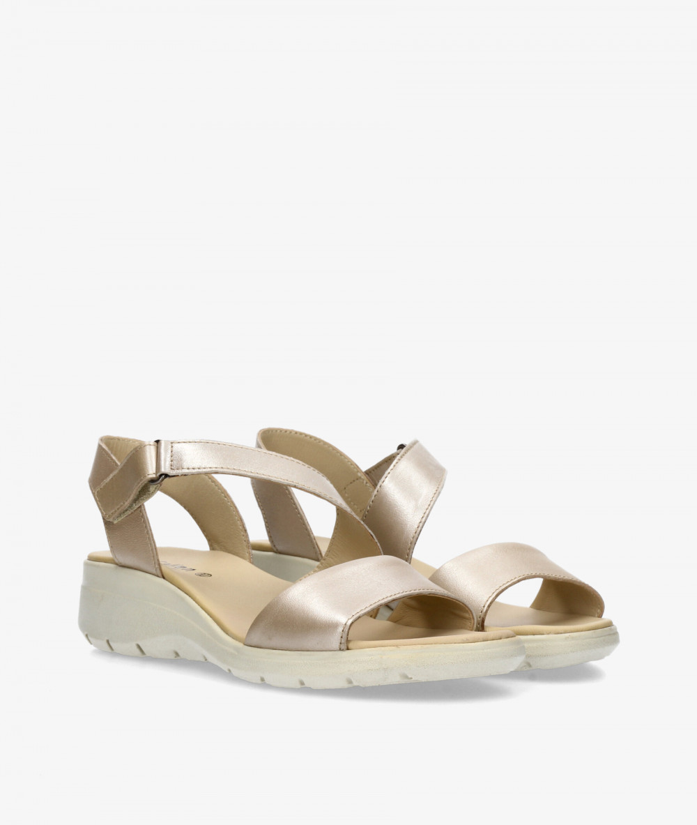 Sandalias St. Gallen  FLOR 02 en taupe metalizado