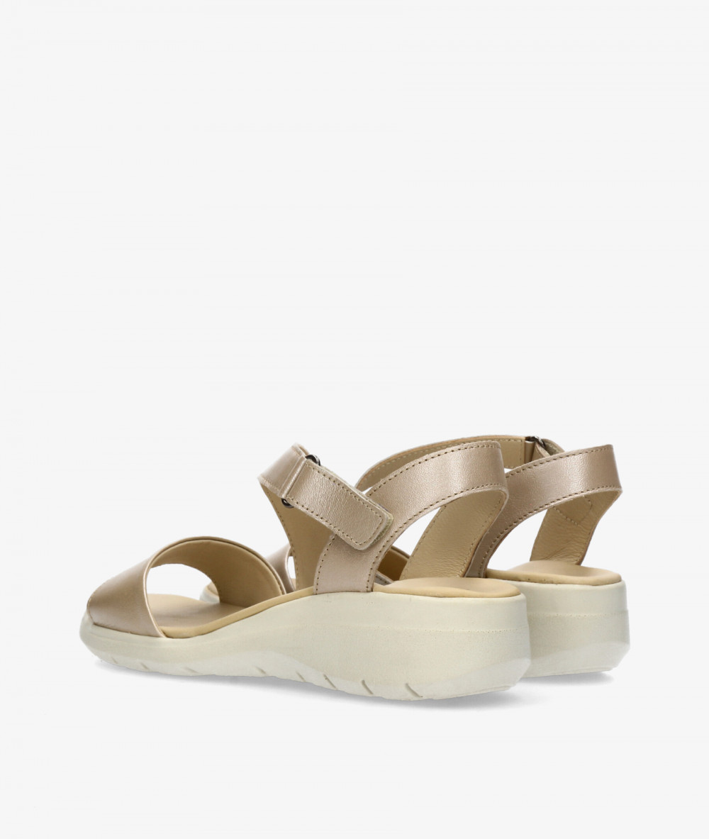Sandalias St. Gallen  FLOR 02 en taupe metalizado