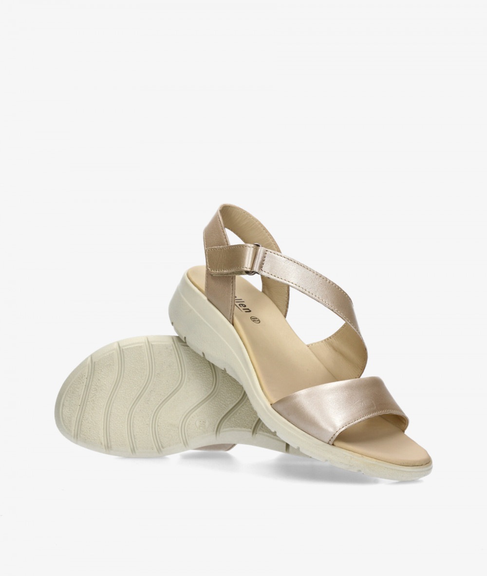 Sandalias St. Gallen  FLOR 02 en taupe metalizado