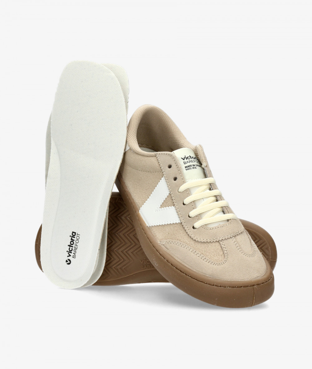 Deportivos Victoria OLMO BAREFOOT en serraje beige