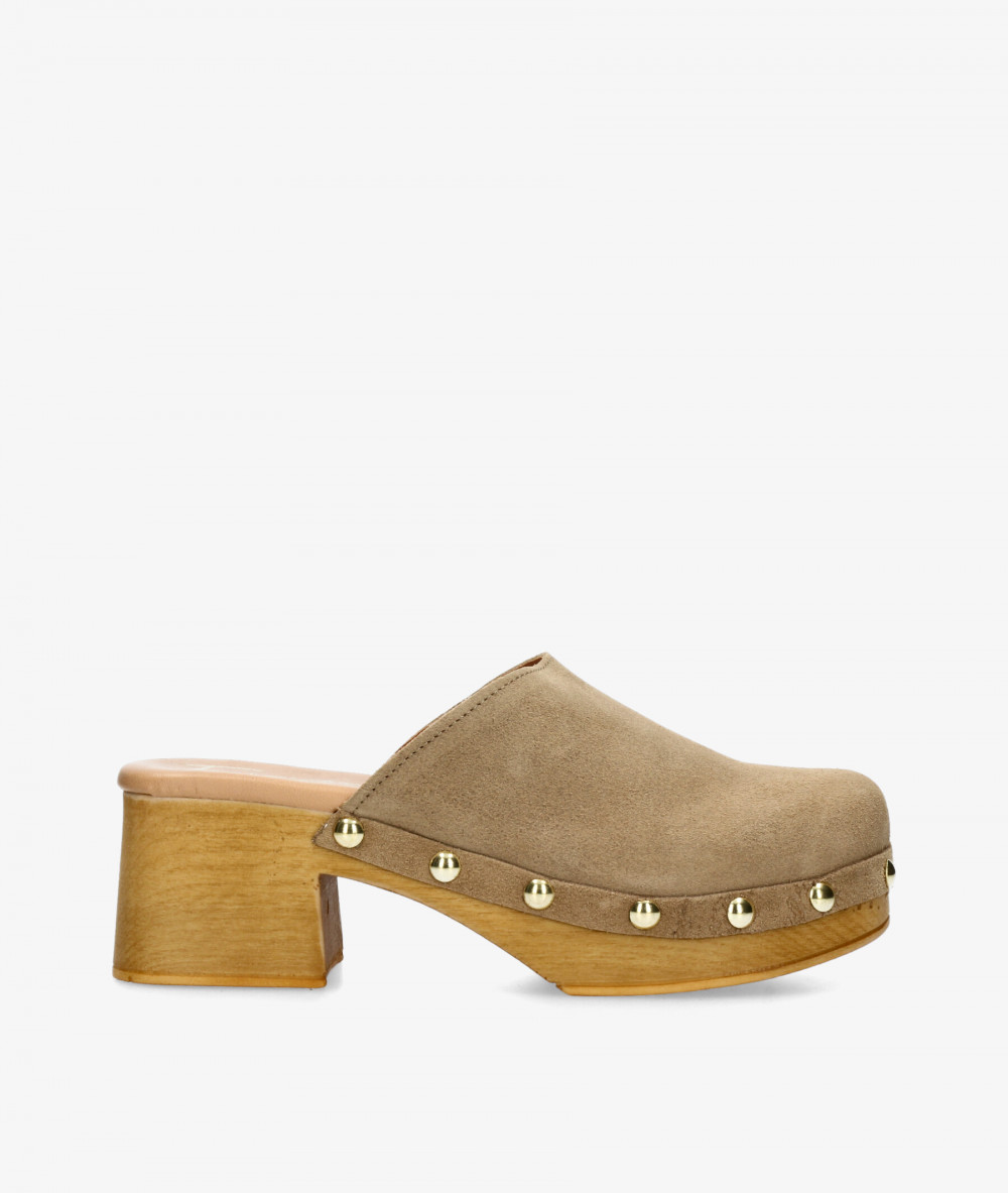 Zuecos FRESIA 487 en serraje taupe