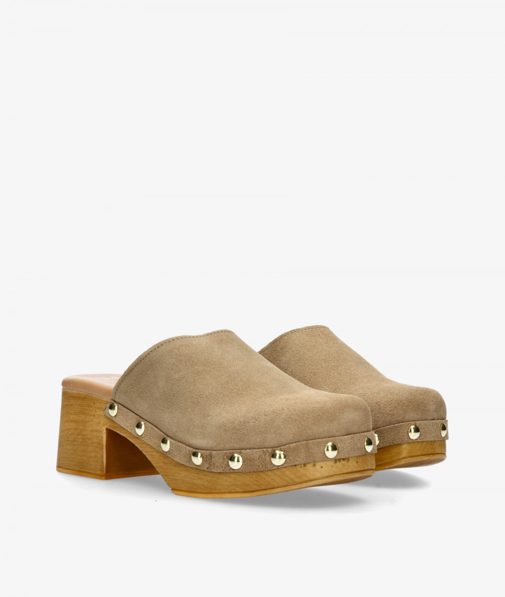 Zuecos FRESIA 487 en serraje taupe