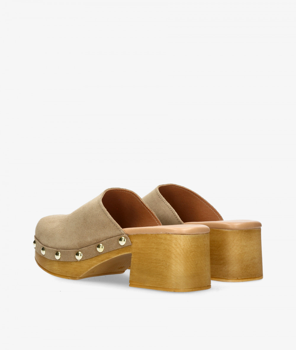 Zuecos FRESIA 487 en serraje taupe
