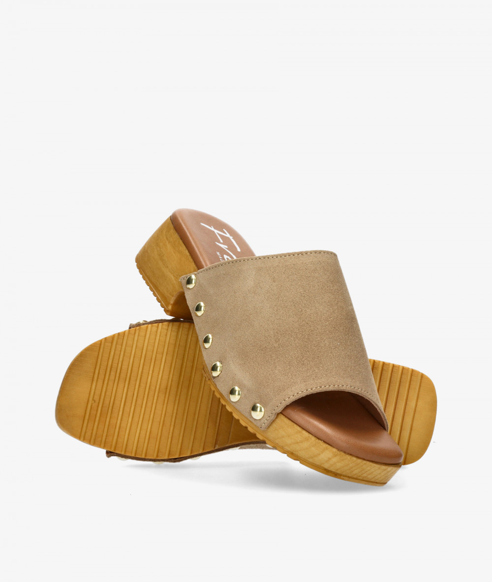Sandalias FRESIA  490 en serraje taupe