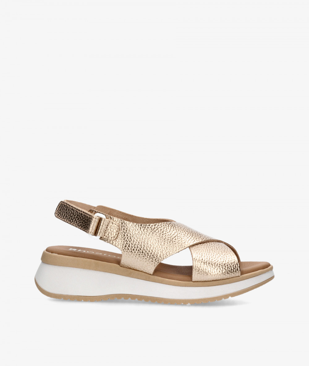 Sandalias Rhostock  5943 en taupe metalizado
