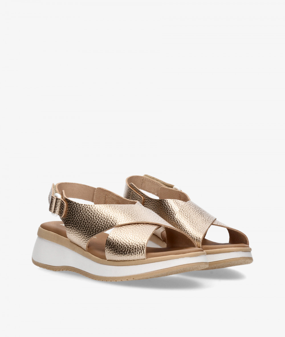Sandalias Rhostock  5943 en taupe metalizado