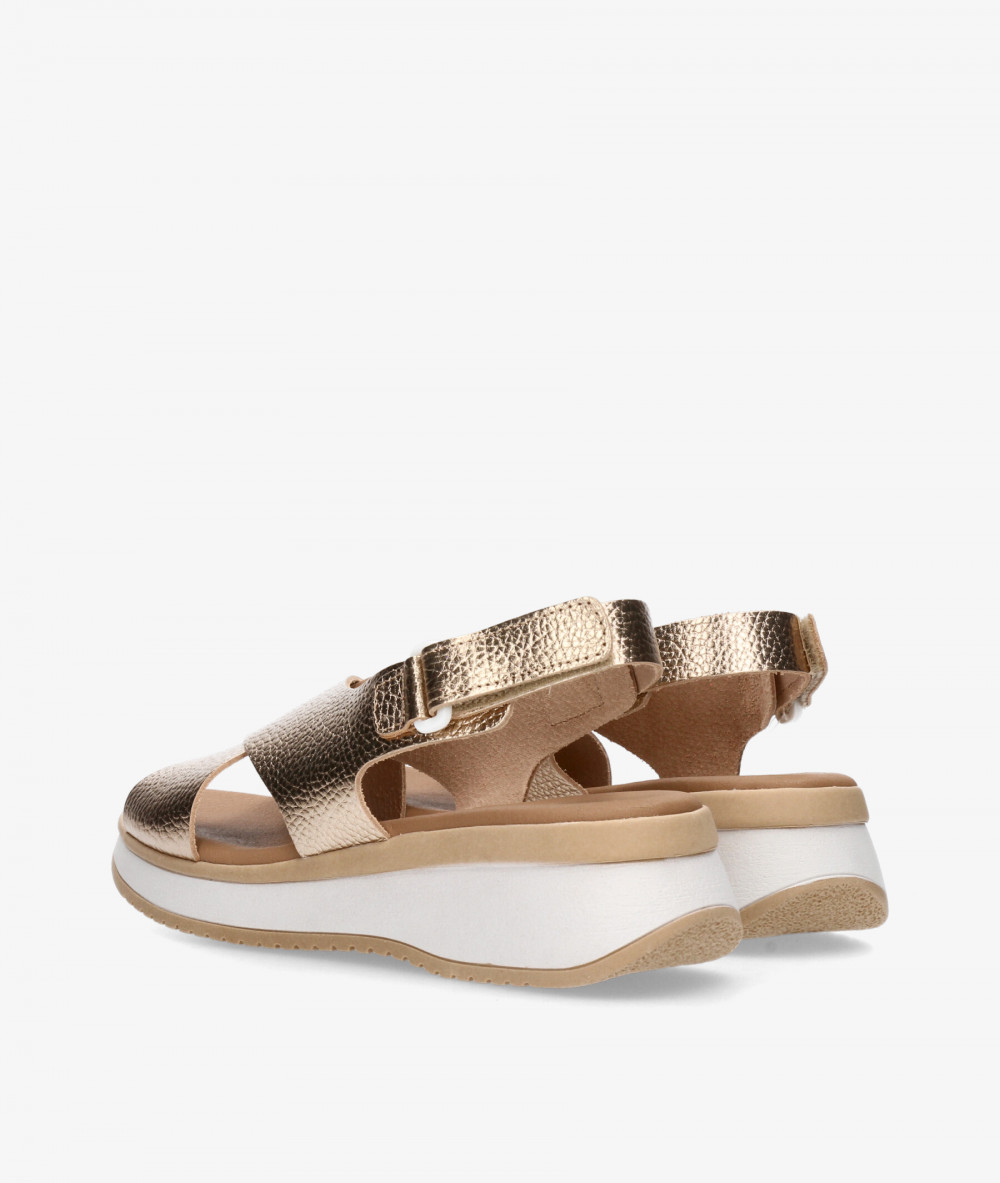 Sandalias Rhostock  5943 en taupe metalizado