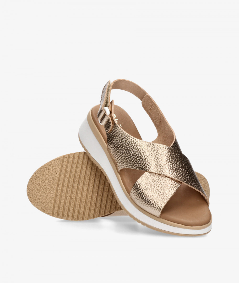 Sandalias Rhostock  5943 en taupe metalizado
