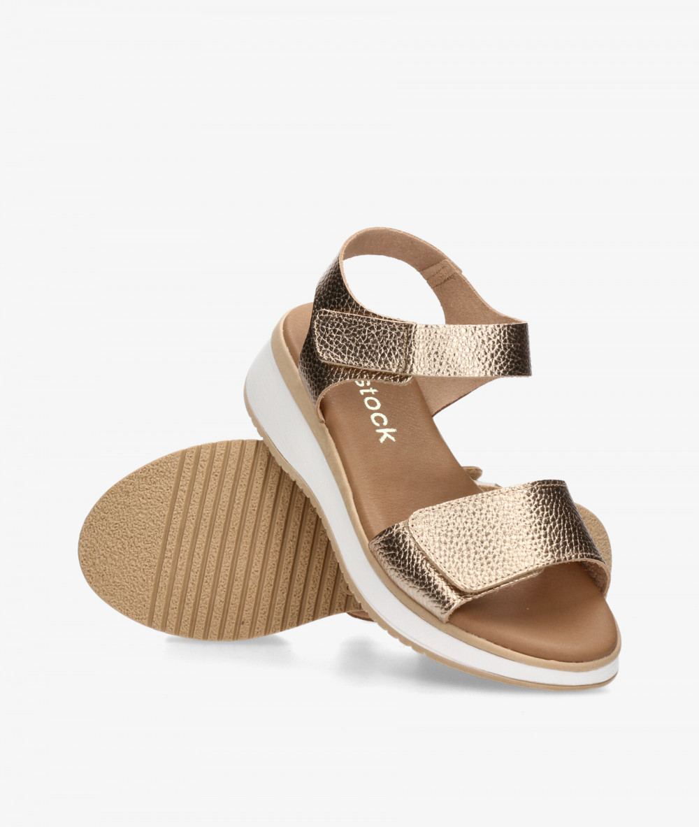Sandalias Rhostock  5942 en taupe metalizado