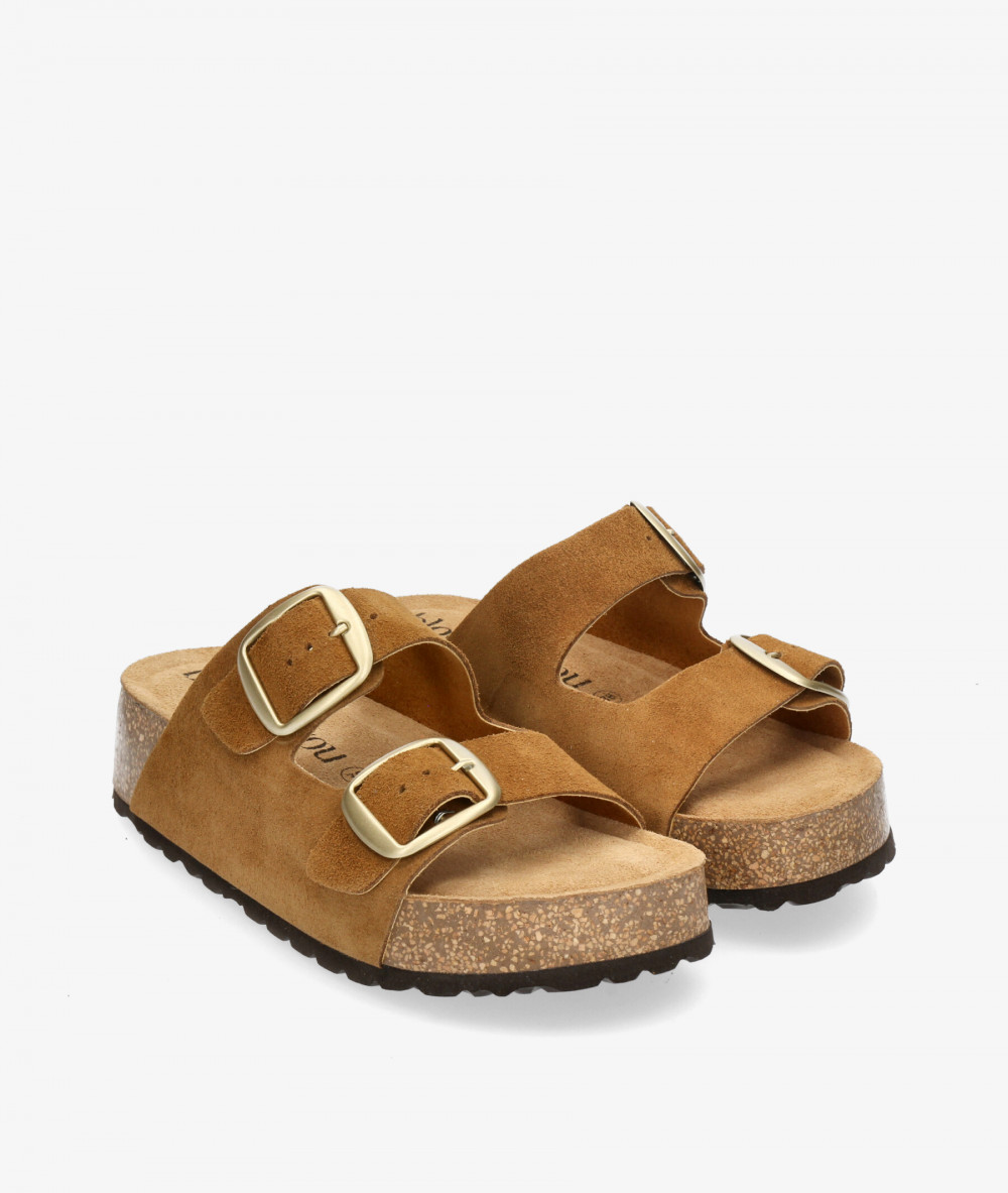 Sandalias bloom&you  2 HEBILLAS en serraje cuero