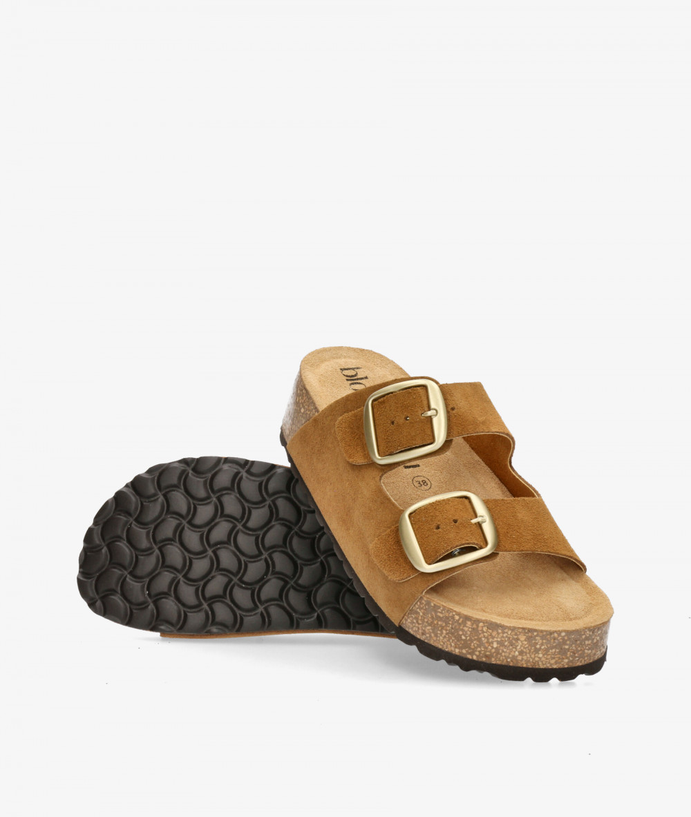 Sandalias bloom&you  2 HEBILLAS en serraje cuero