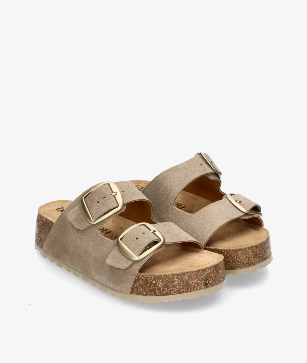 Sandalias bloom&you 2 HEBILLAS en serraje piedra