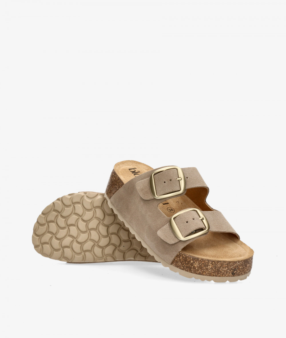 Sandalias bloom&you 2 HEBILLAS en serraje piedra