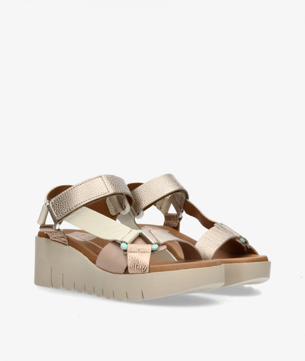 Sandalias pabloochoa.shoes  ALI en taupe metalizado