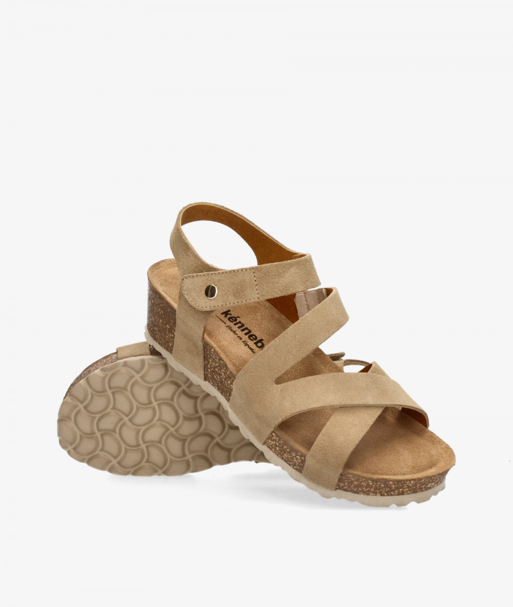 Sandalias Kénnebec  IB-003 en serraje taupe