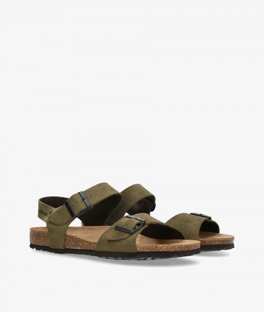 Sandalias pabloochoa.shoes  9569 en serraje kaki