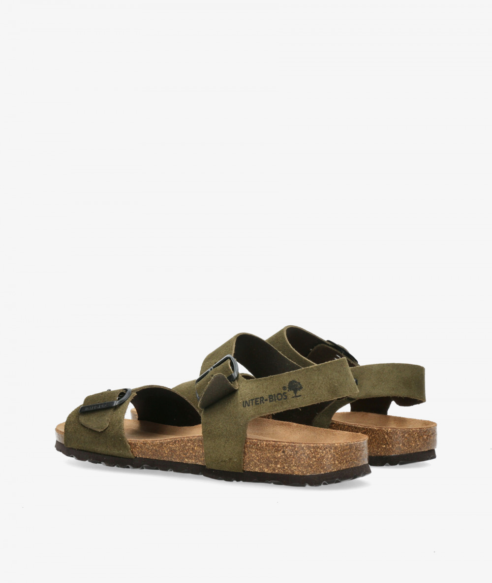 Sandalias pabloochoa.shoes  9569 en serraje kaki