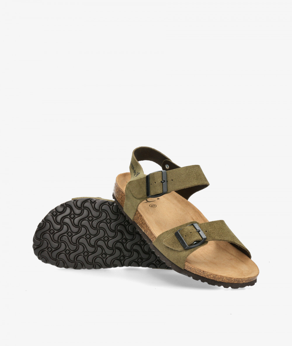 Sandalias pabloochoa.shoes  9569 en serraje kaki