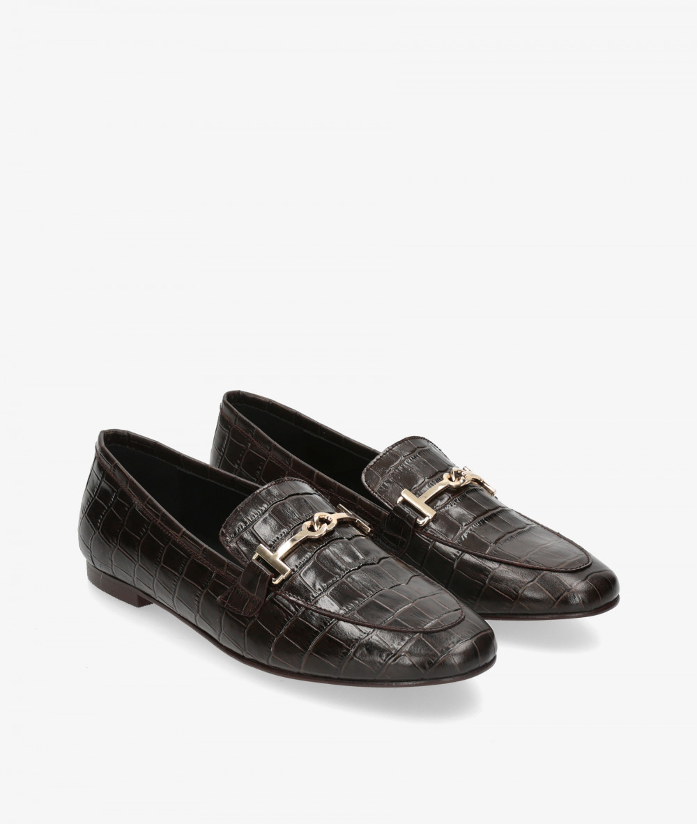 bloom&you Loafers MILA in brown croc print