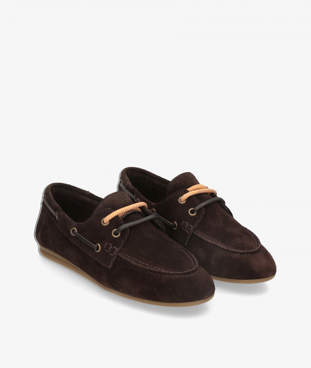 bloom&you Nautical shoes OLIVIA in brown split suede
