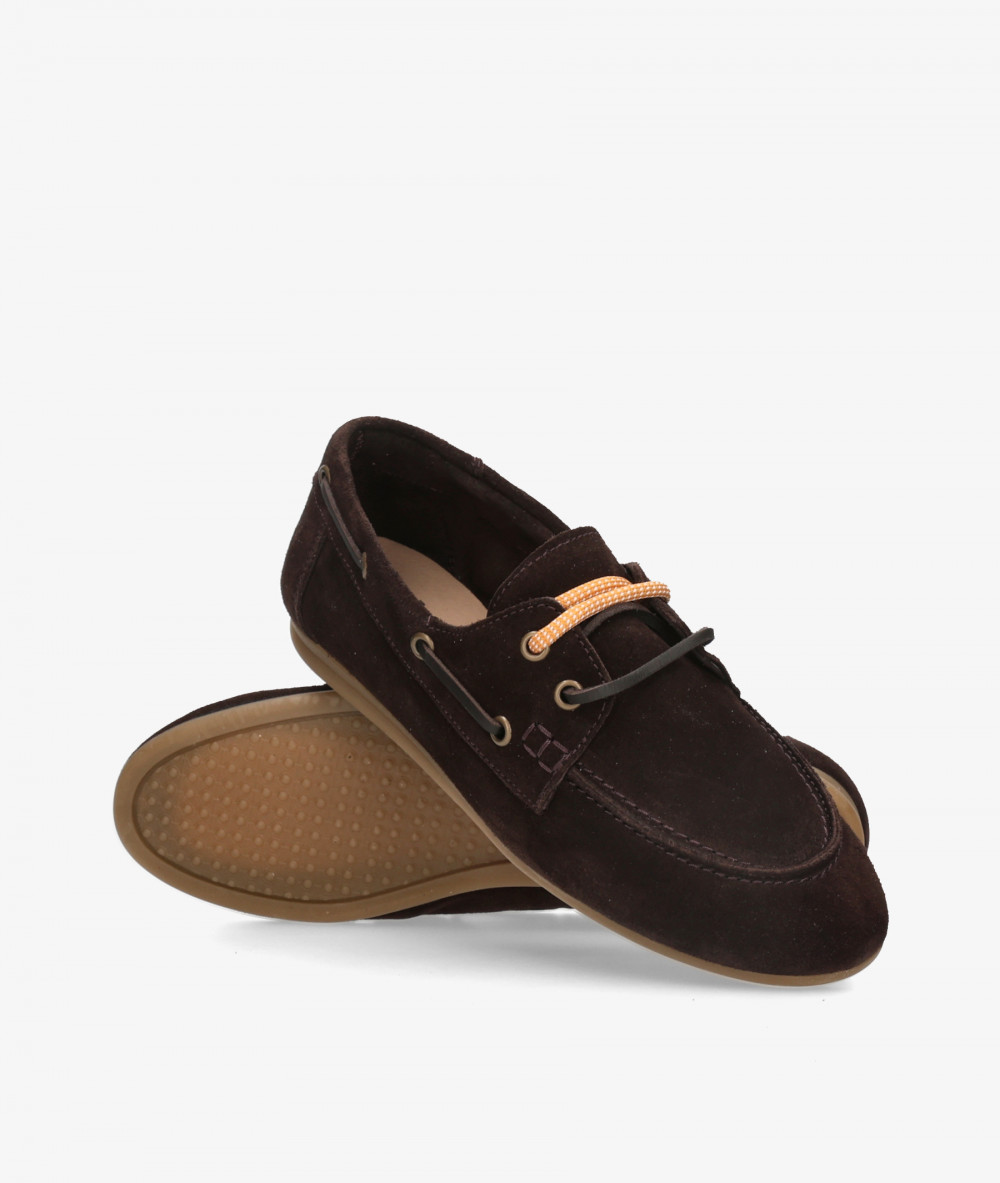 bloom&you Nautical shoes OLIVIA in brown split suede