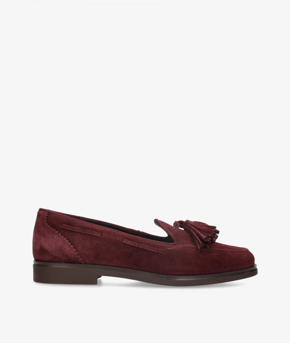 BLOOM Loafers COLETTE in burgundy split suede