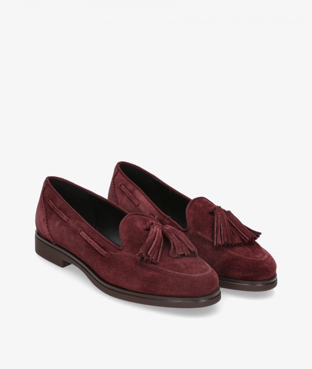 BLOOM Loafers COLETTE in burgundy split suede