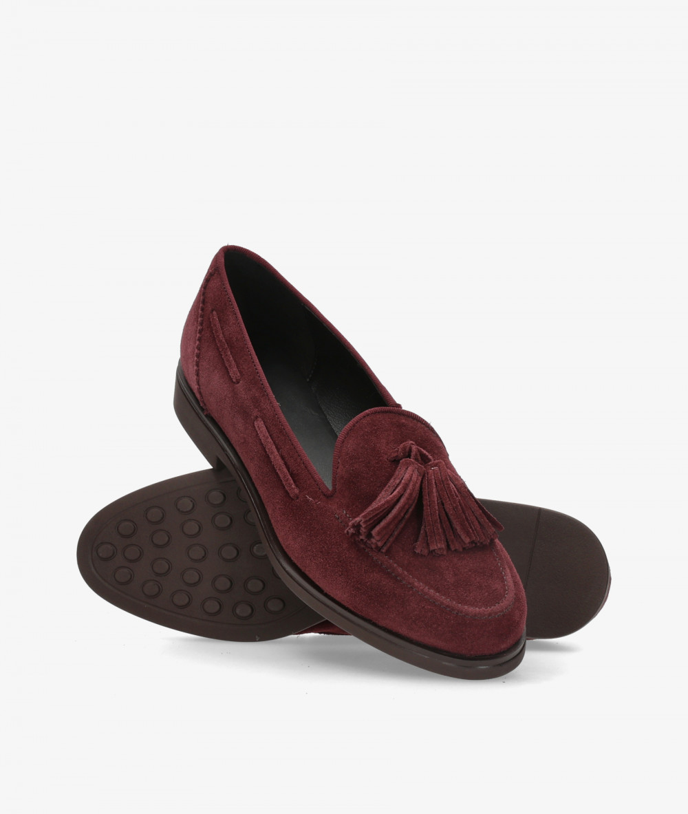 BLOOM Loafers COLETTE in burgundy split suede