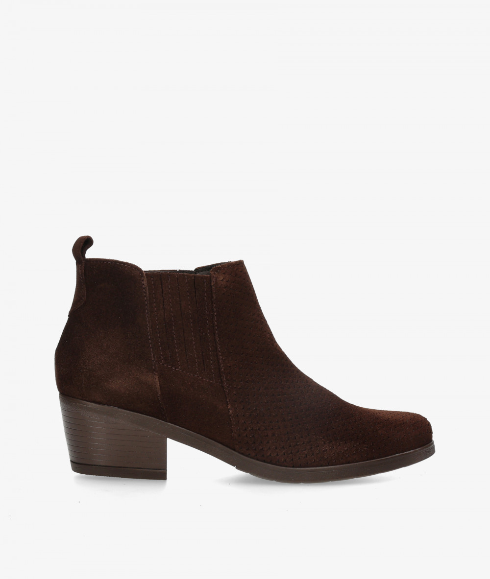 BLOOM Ankle boots  ATENEA in brown split suede