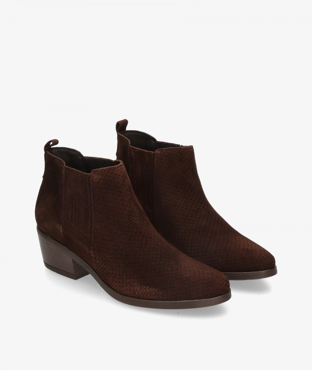 BLOOM Ankle boots  ATENEA in brown split suede