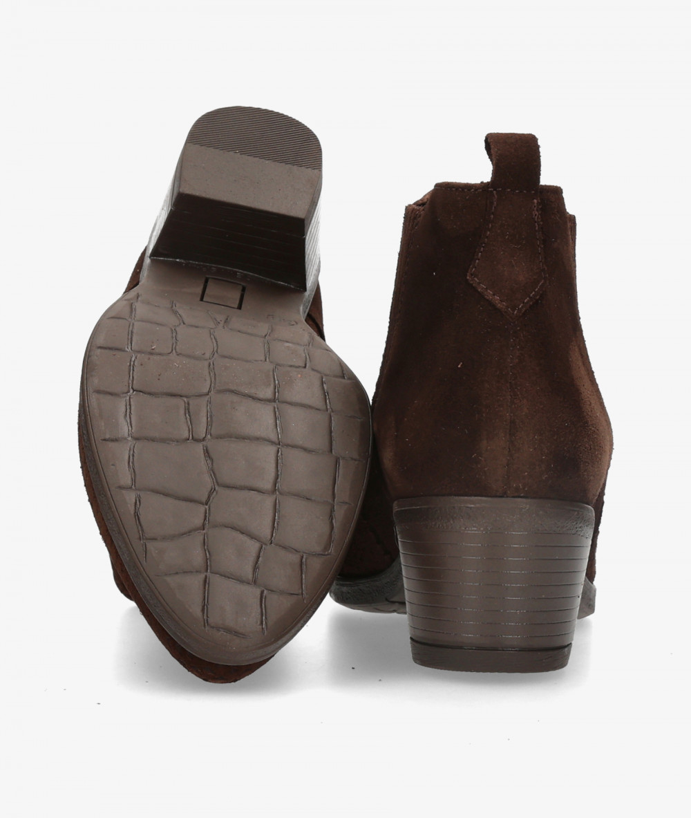 BLOOM Ankle boots  ATENEA in brown split suede