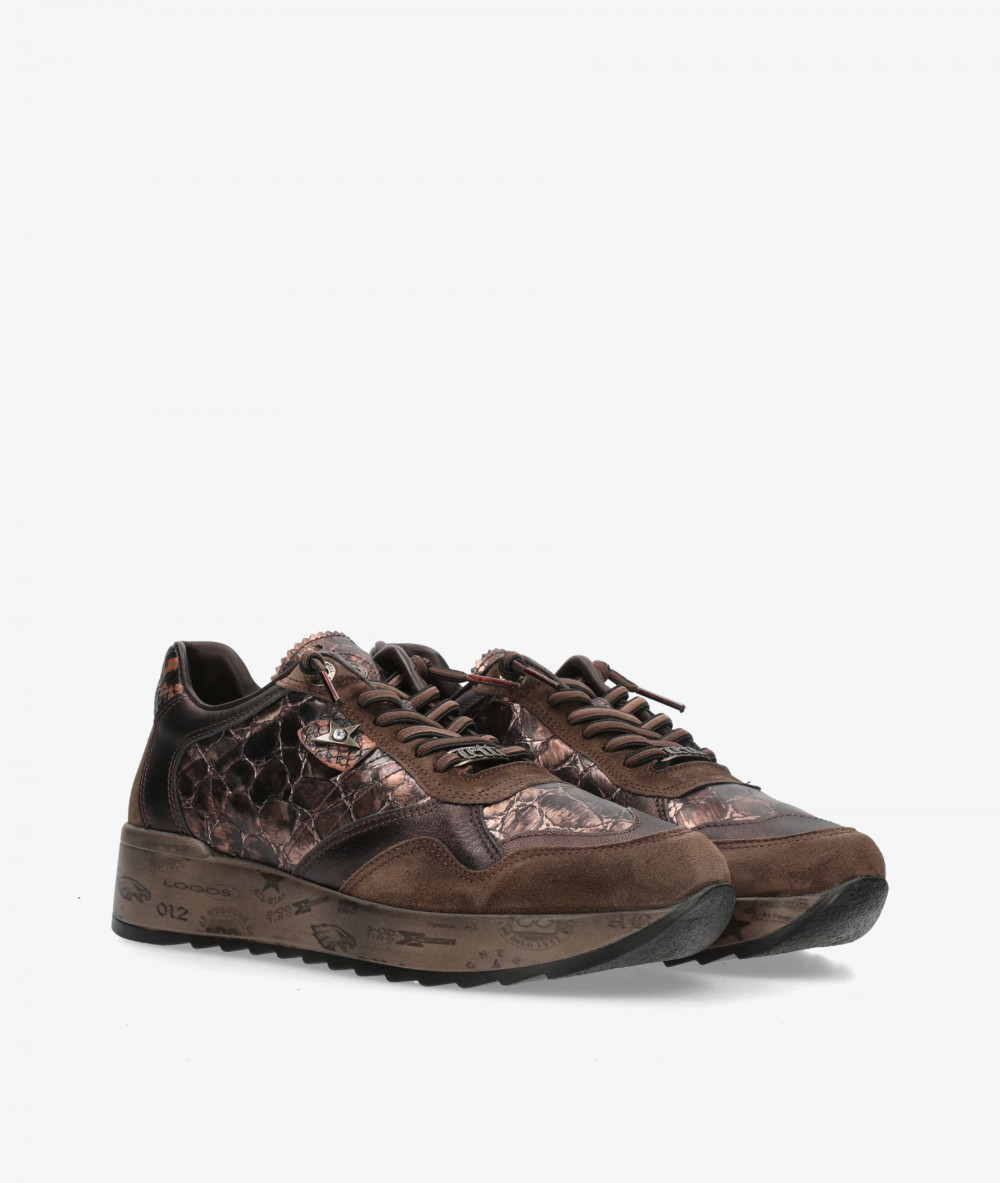 Cetti Sneakers  C-848 SRA XL in brown croc print