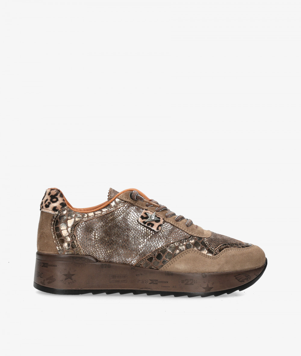 Cetti Sneakers  C-848 SRA XL in taupe snake print