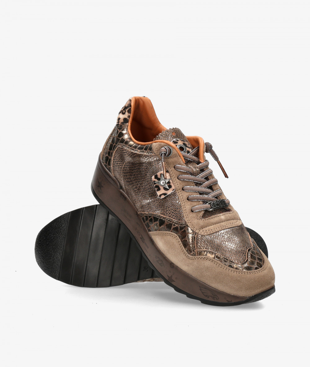 Cetti Sneakers  C-848 SRA XL in taupe snake print
