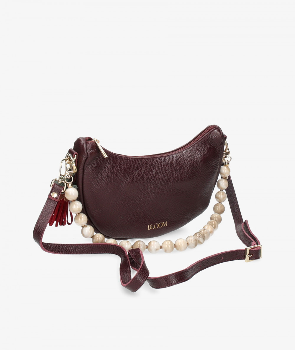 Bolso de piel BLOOM BAGUETTE en burdeos