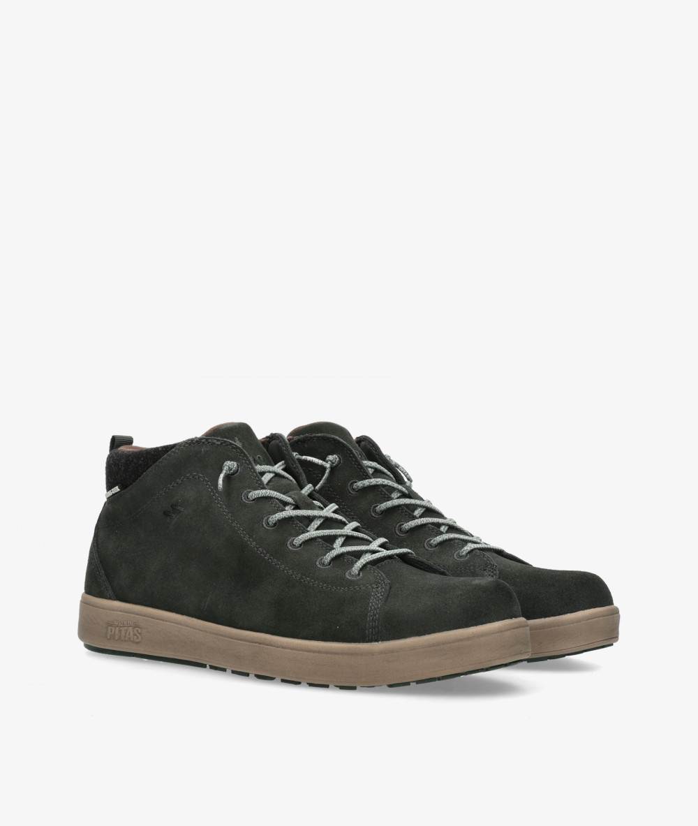 Walk in Pitas Boots  AUSTIN in kaki split suede