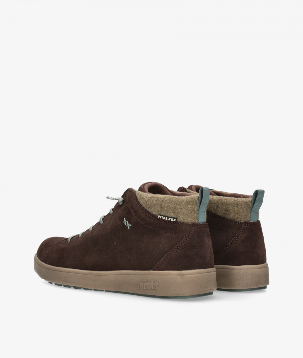 Walk in Pitas Boots  AUSTIN in brown split suede