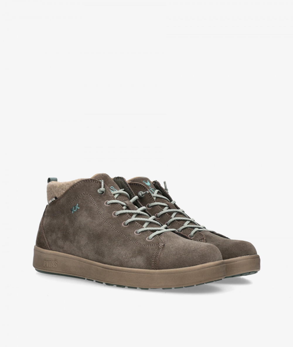Walk in Pitas Boots  AUSTIN in taupe split suede