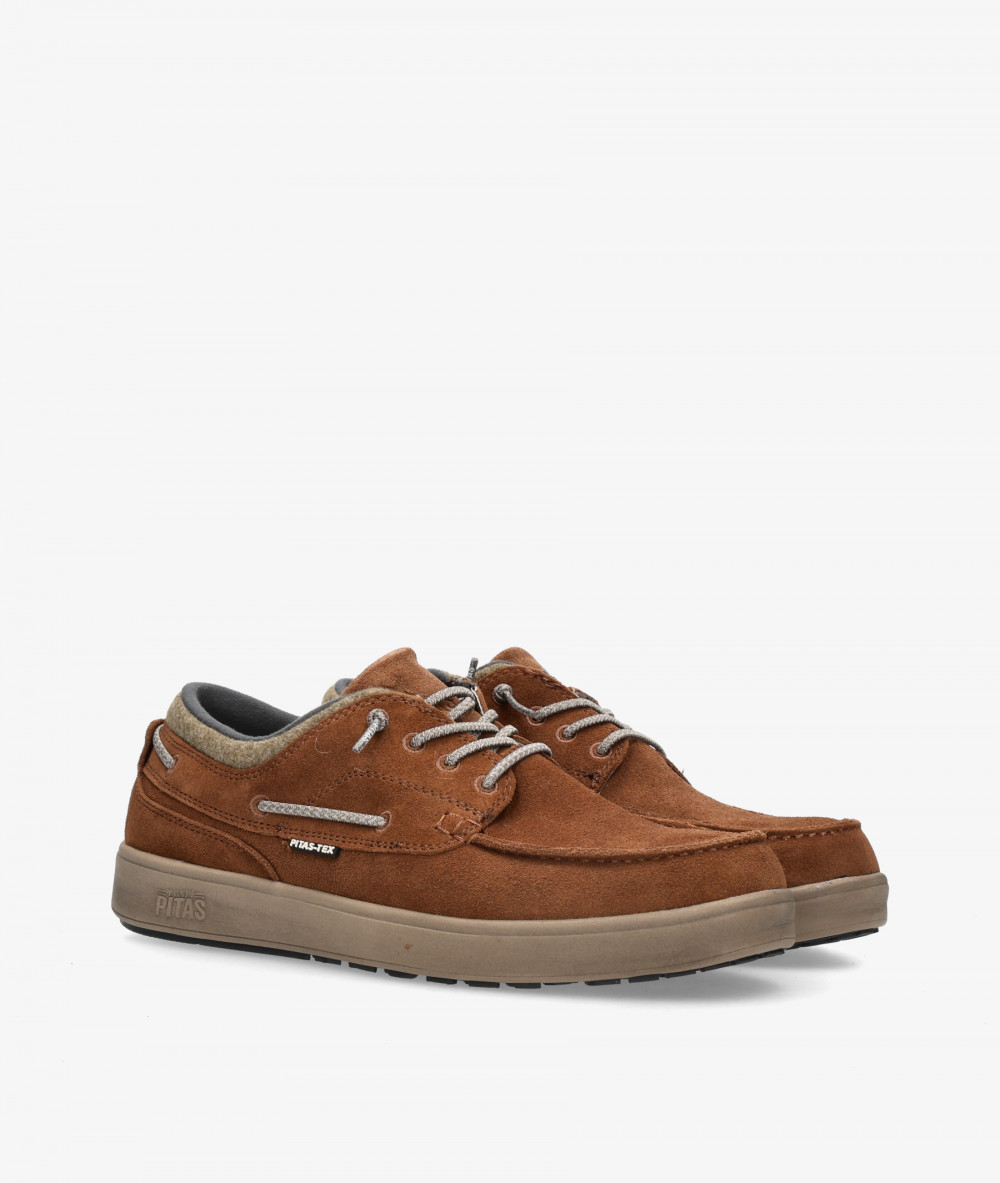 Walk in Pitas Nautical shoes DAKOTA in leather split suede