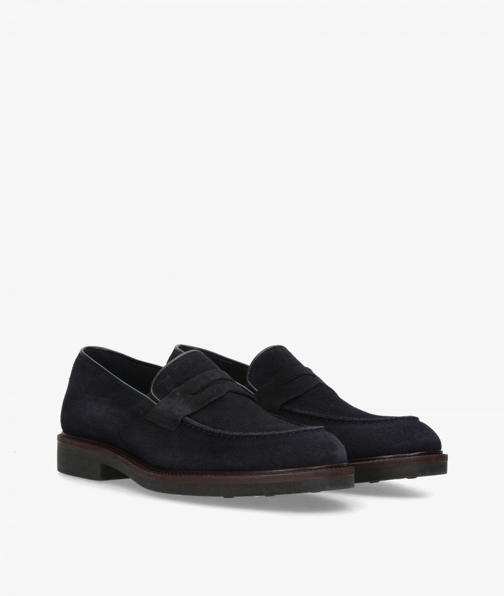 Traveris Loafers 28092 in blue split suede