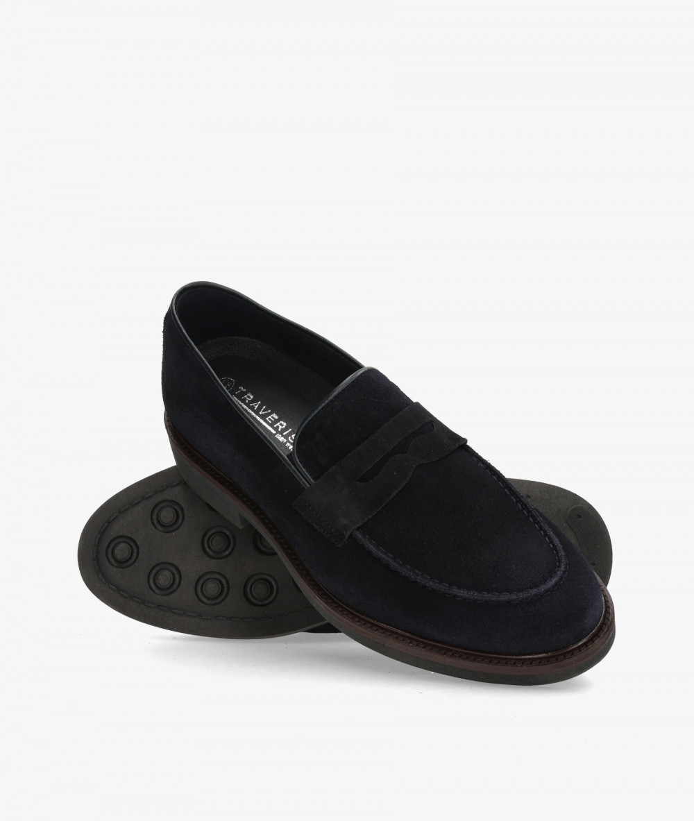 Traveris Loafers 28092 in blue split suede
