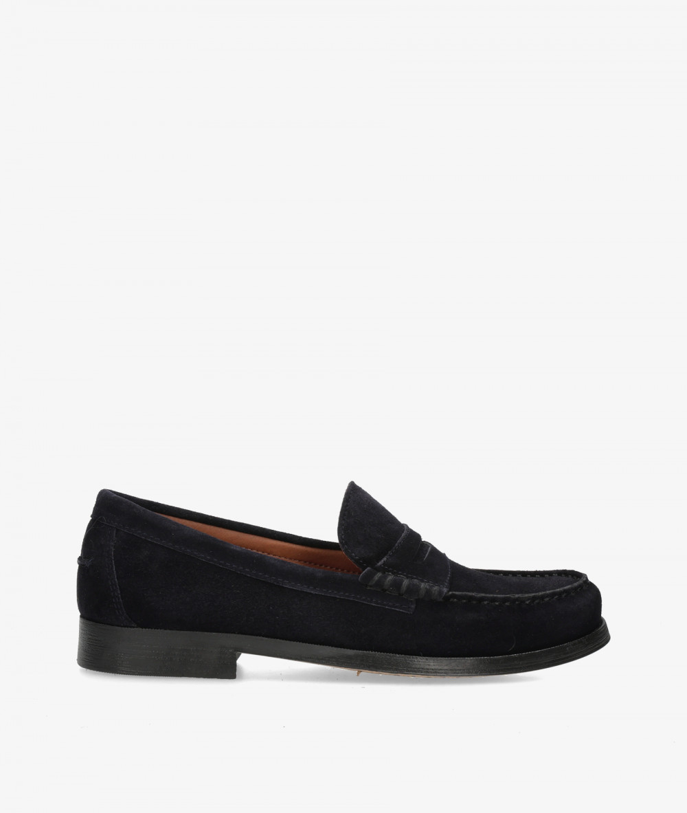 Traveris Loafers 93000 in blue split suede