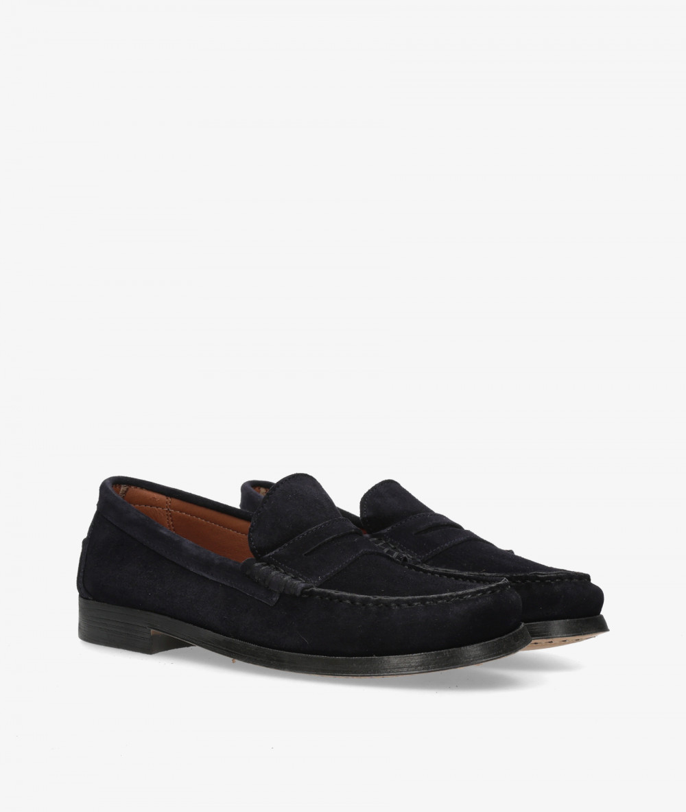 Traveris Loafers 93000 in blue split suede